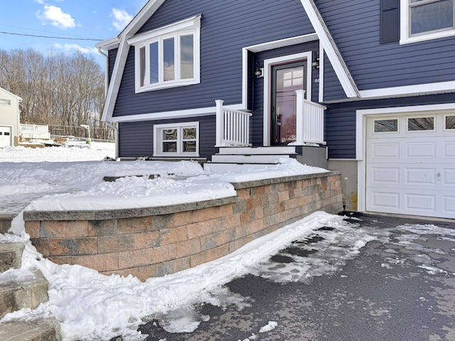 exterior space with a garage