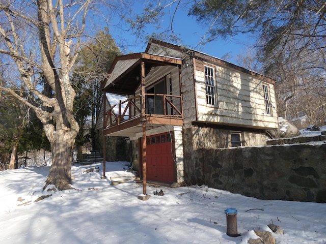 exterior space featuring a garage