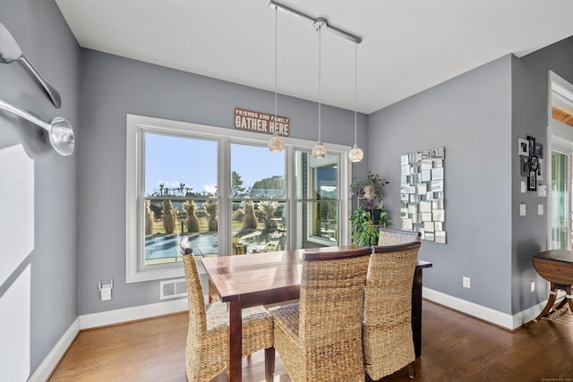 dining space featuring hardwood / wood-style floors