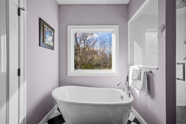 bathroom with independent shower and bath