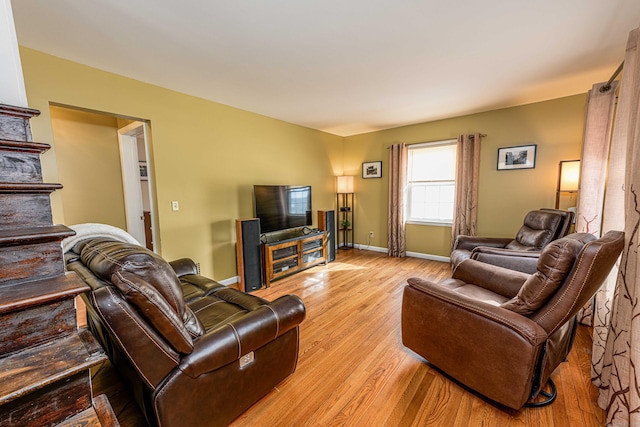 living room featuring light hardwood / wood-style floors