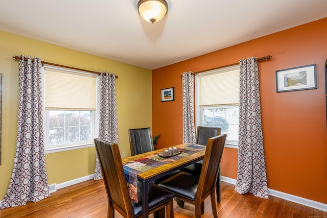 dining room with a healthy amount of sunlight and hardwood / wood-style floors