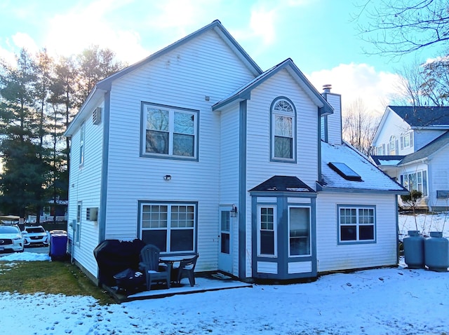 view of snow covered property