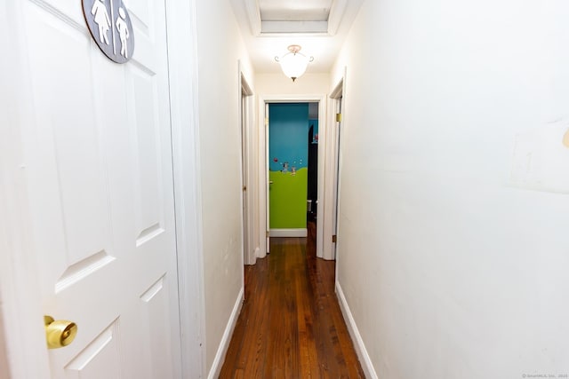 corridor featuring dark hardwood / wood-style floors