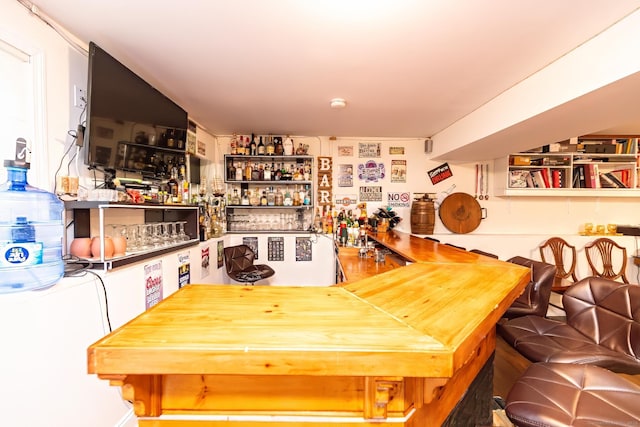 bar featuring wooden counters