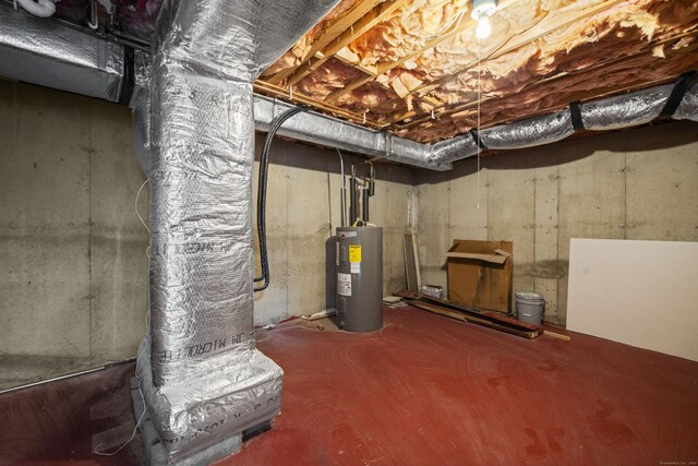 basement with water heater