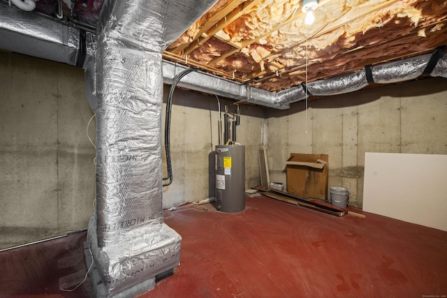 basement featuring water heater