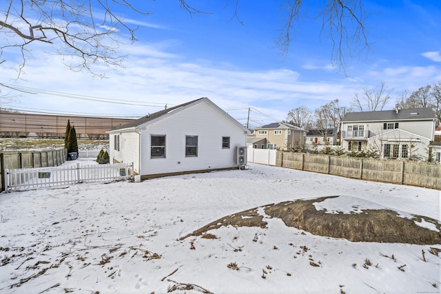 view of snow covered property