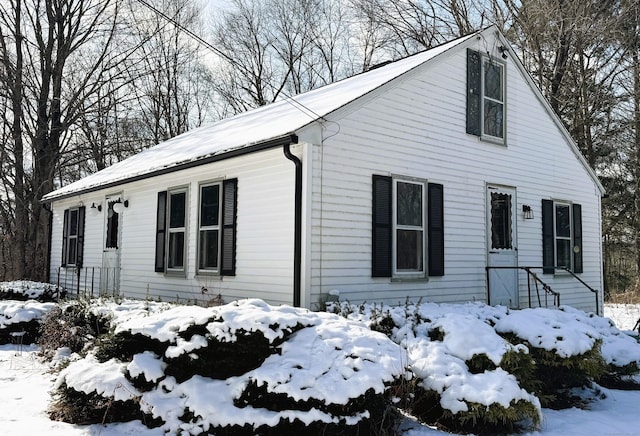 view of snow covered property