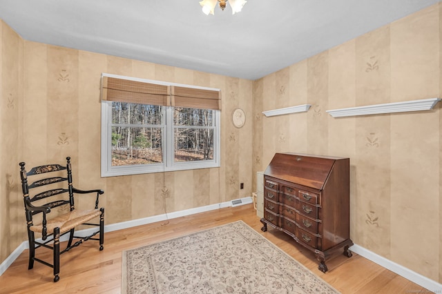 living area featuring hardwood / wood-style flooring