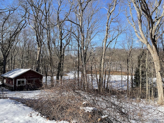 view of yard layered in snow