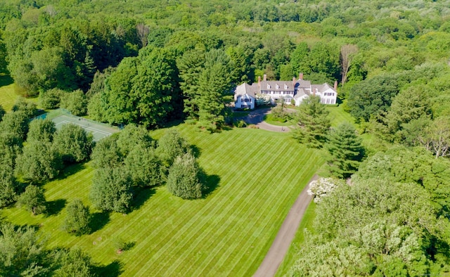 birds eye view of property with a rural view