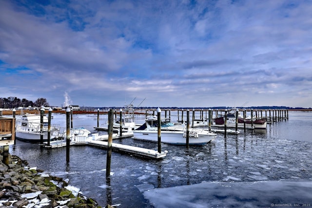 dock area featuring a water view