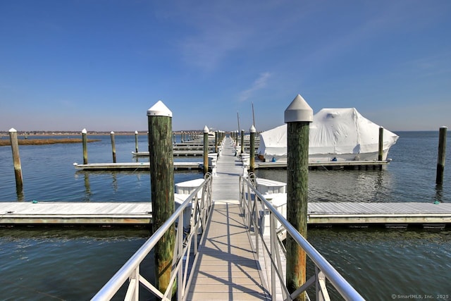 view of dock featuring a water view