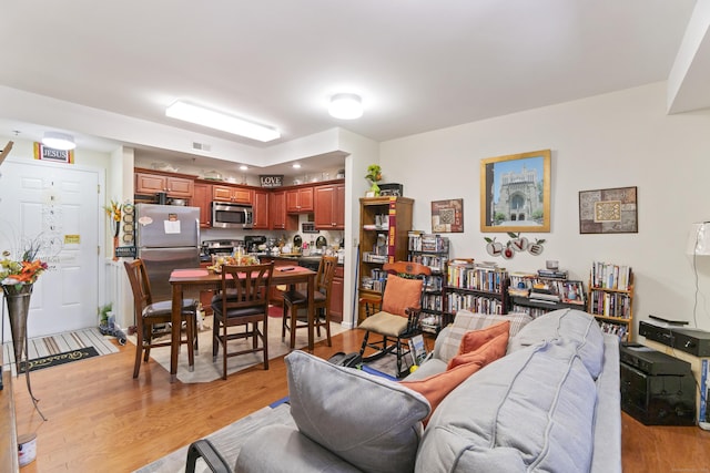 living room with light wood-type flooring