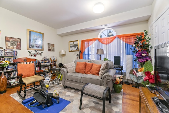 living room featuring light hardwood / wood-style flooring