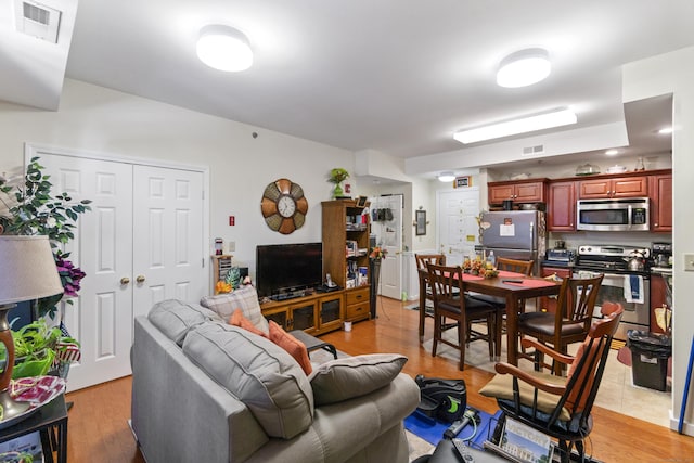 living room featuring light hardwood / wood-style flooring