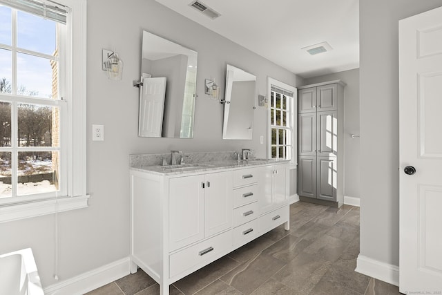 bathroom with vanity and plenty of natural light