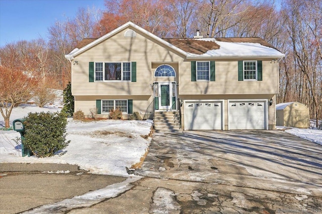 raised ranch with a garage