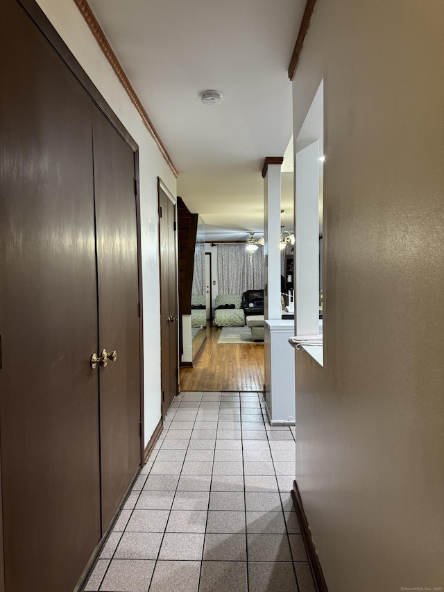 hallway with light tile patterned floors