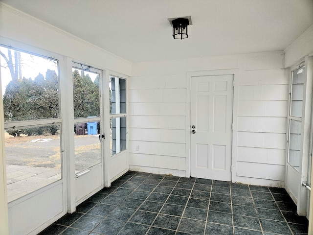 view of unfurnished sunroom