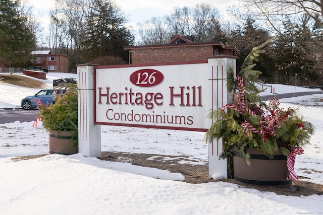 view of community sign