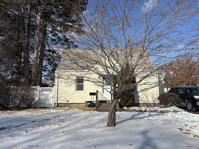 view of snow covered property