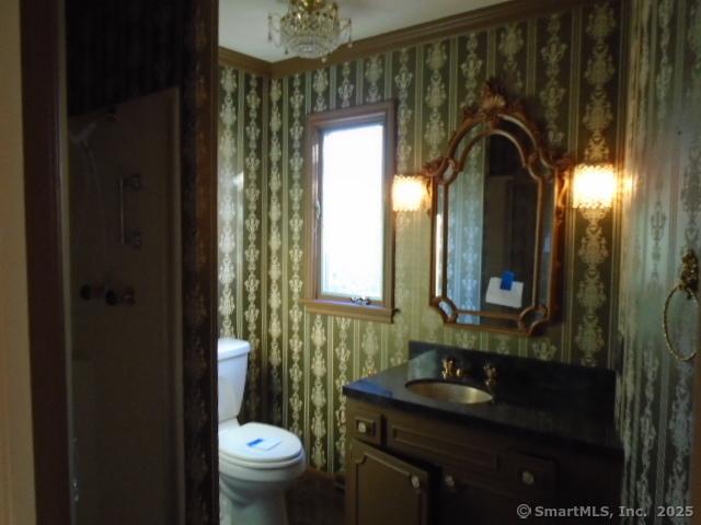 bathroom featuring vanity and toilet