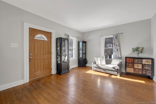 entryway with wood-type flooring