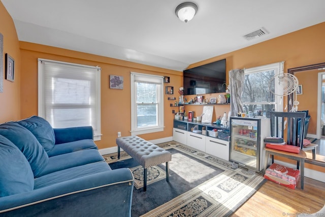 living room with hardwood / wood-style floors