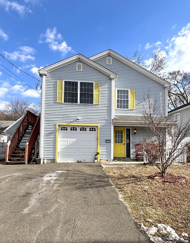 view of front property with a garage