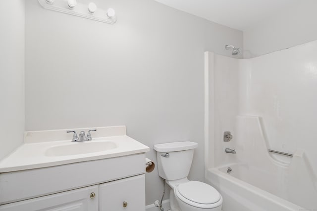 full bathroom with vanity, shower / washtub combination, and toilet