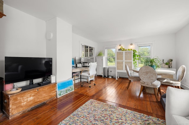 office area with hardwood / wood-style flooring