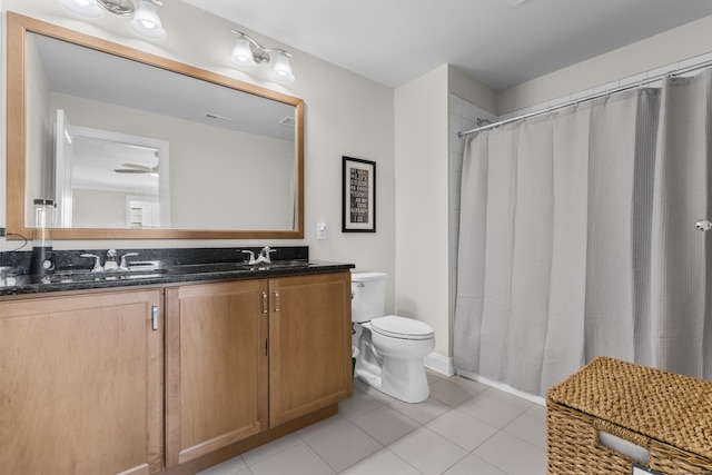 bathroom featuring tile patterned flooring, vanity, and toilet