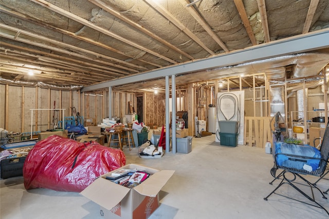 basement featuring gas water heater