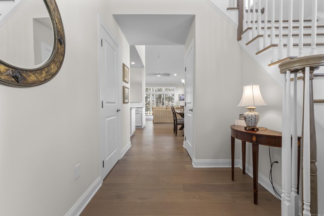 hallway featuring wood-type flooring