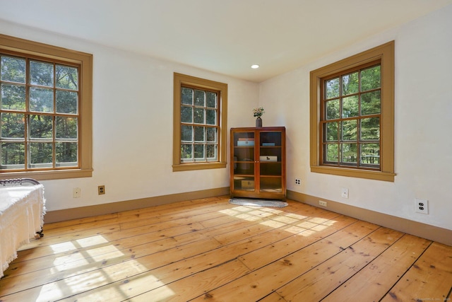 spare room featuring light wood-type flooring