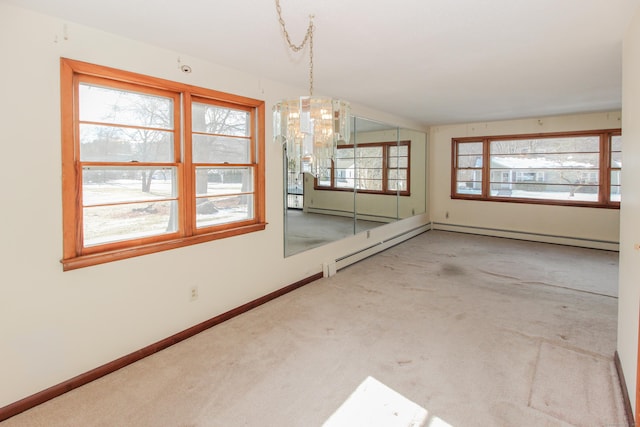 unfurnished dining area with carpet