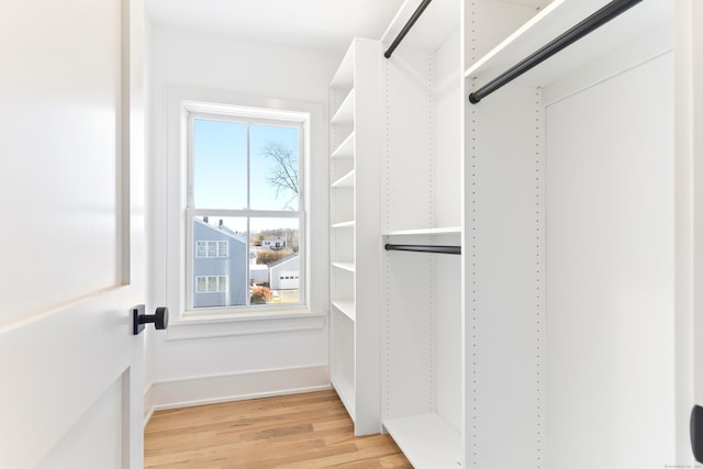 spacious closet with light wood-type flooring