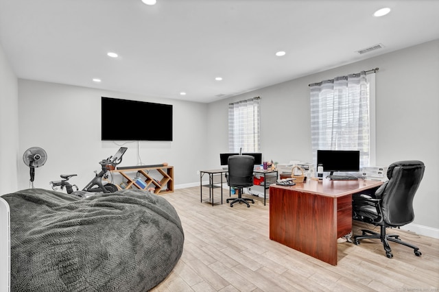 office area featuring light wood-type flooring