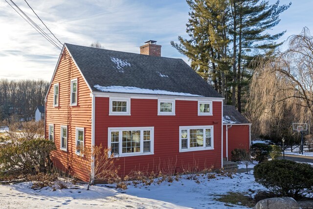 view of snow covered exterior