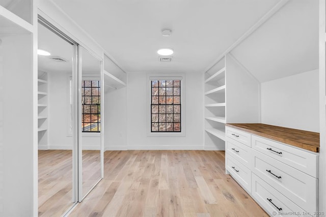 walk in closet featuring light wood-type flooring