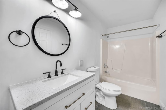 full bathroom featuring vanity, toilet, and bathing tub / shower combination