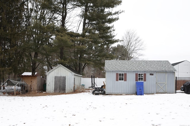 view of snow covered structure