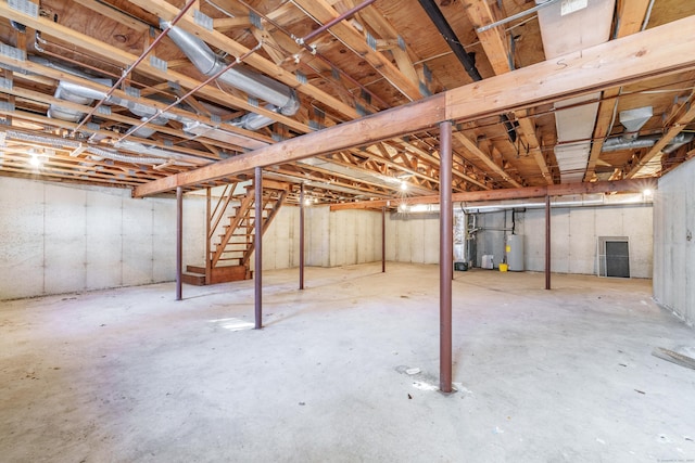 basement with water heater