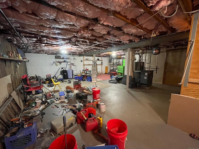 basement featuring water heater