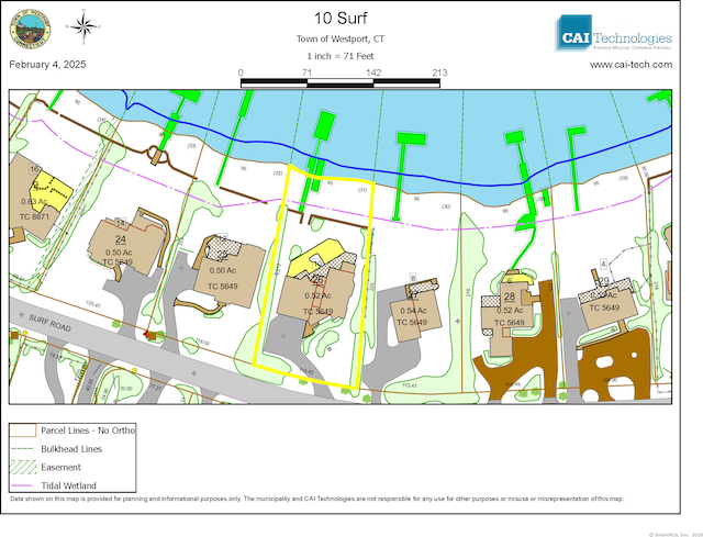 10 Surf Rd, Westport, CT 06880 - map / location with property parcel outlined