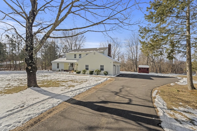 exterior space with a garage