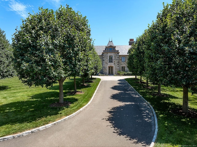 view of front of home featuring a front lawn