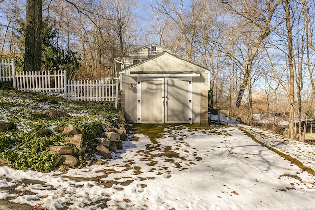 view of snow covered structure